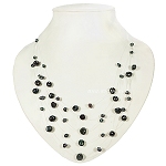 5 reihige Perlenkette echte Perlen Halskette Süßwasserperlen metallic schwarz 4116